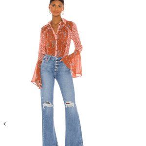 FREE PEOPLE | Serena Printed Blouse in Rust
